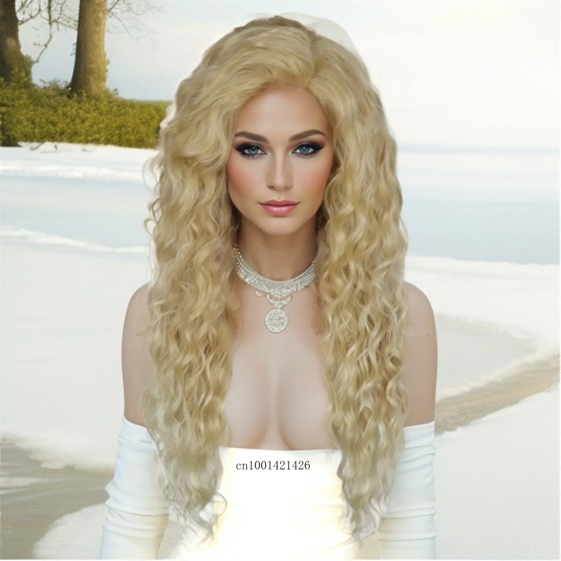 Ash Blonde Synthetic Long Curly Wig for Women - Fluffy Ombre Wavy Hairpiece for Costume, Carnival & Party | Everyday Wear & Cosplay