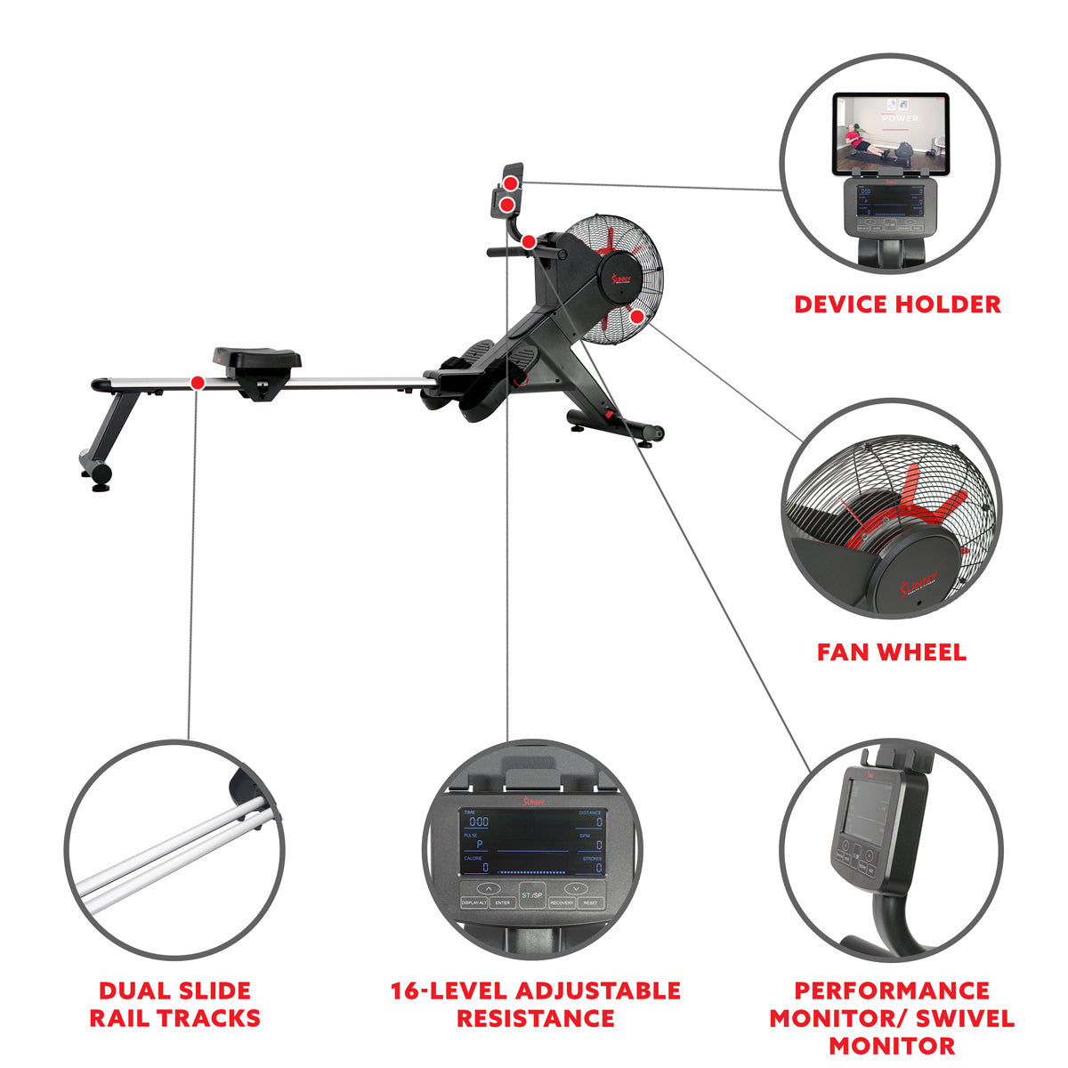 Premium Carbon Air Magnetic Rowing Machine for Home Gym - Quiet & Smooth Full-Body Workout for Cardio, Strength Training & Weight Loss