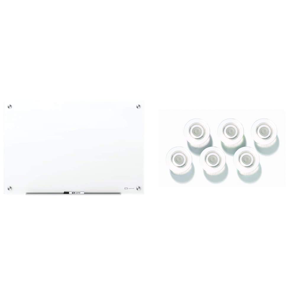 Quartet 3' x 2' Magnetic Glass Whiteboard - Frameless Dry Erase Board with Strong Rare Earth Magnets, 6-Pack (85391) - Perfect for Office Meetings, Classroom Teaching & Home Organization