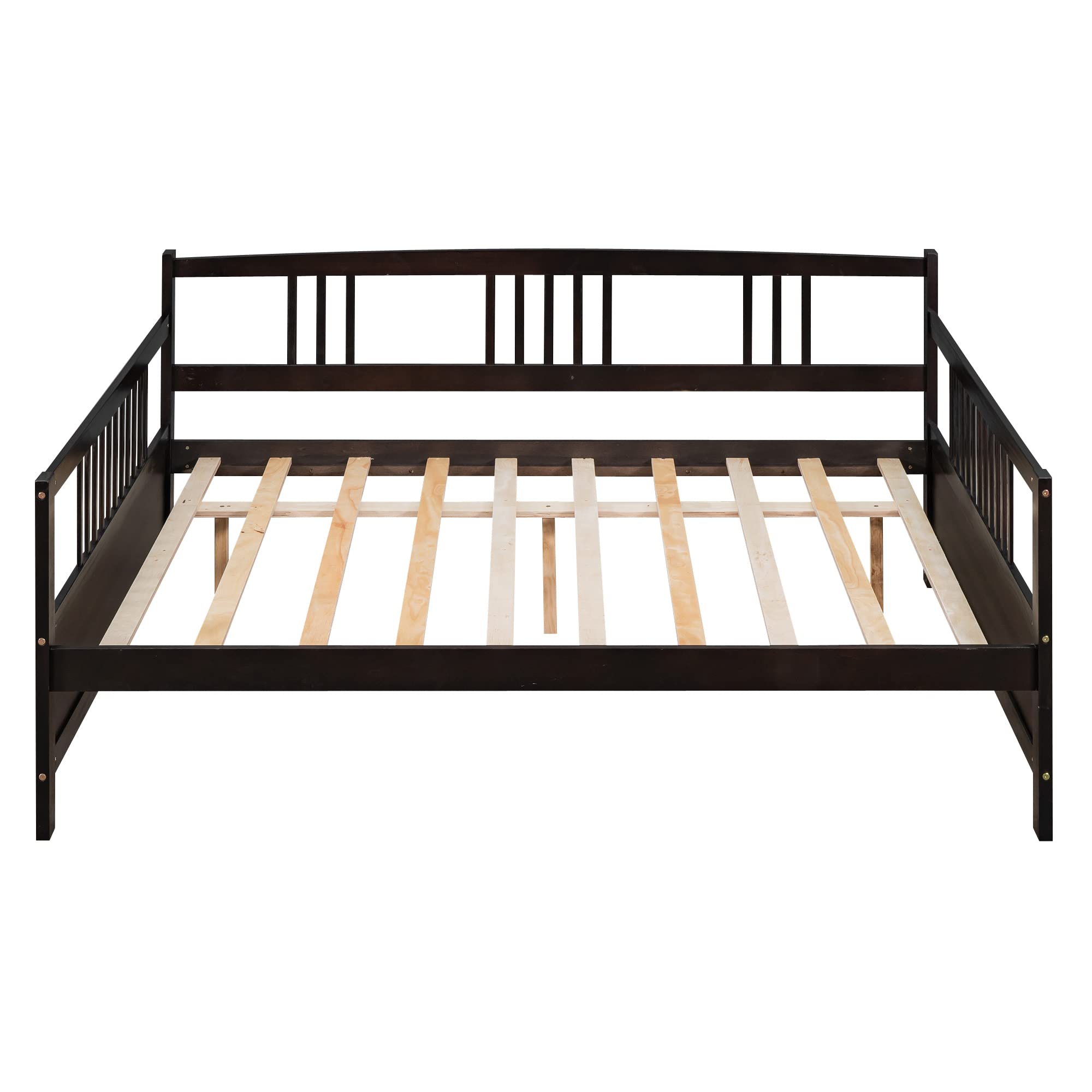 Merax Full Size Daybed Frame - Solid Wood Daybed for Kids & Teens, No Box Spring Needed, Espresso Finish - Perfect for Guest Rooms, Dorm Rooms & Small Spaces