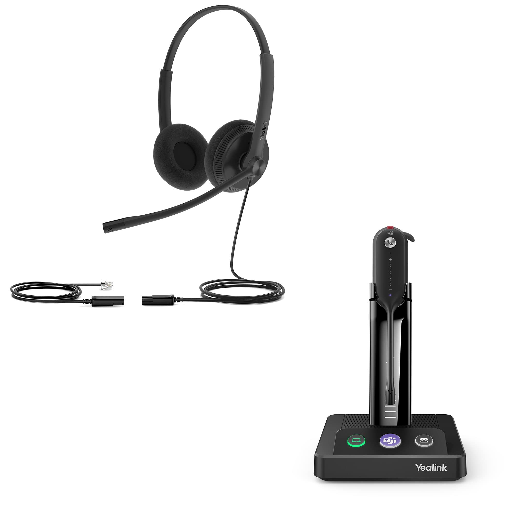 Yealink YHS34 & WH63 Wireless Headset with Noise Canceling Microphone - RJ9 Connector for Office VoIP Phones, Teams Certified, Compatible with PC/Laptop (Ideal for Remote Work, Call Centers & Video Conferencing)
