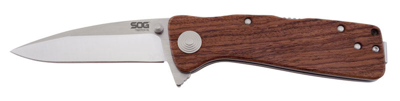 SOG Twitch XL Wood Handle Pocket Knife - Premium Folding Knife for EDC, Camping & Outdoor Adventures