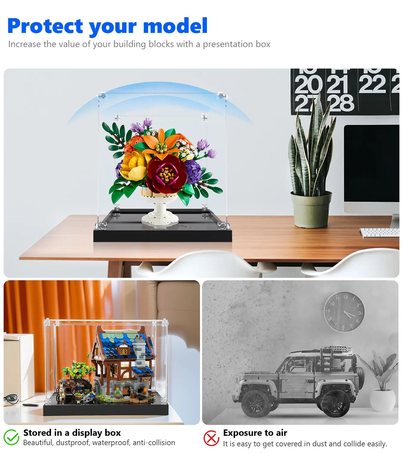 LEGO The Botanical Collection Flower Arrangement 10345 Display Case - Premium Acrylic Protector for LEGO Flowers - Perfect for Home Decor, Office Display & Gift Protection