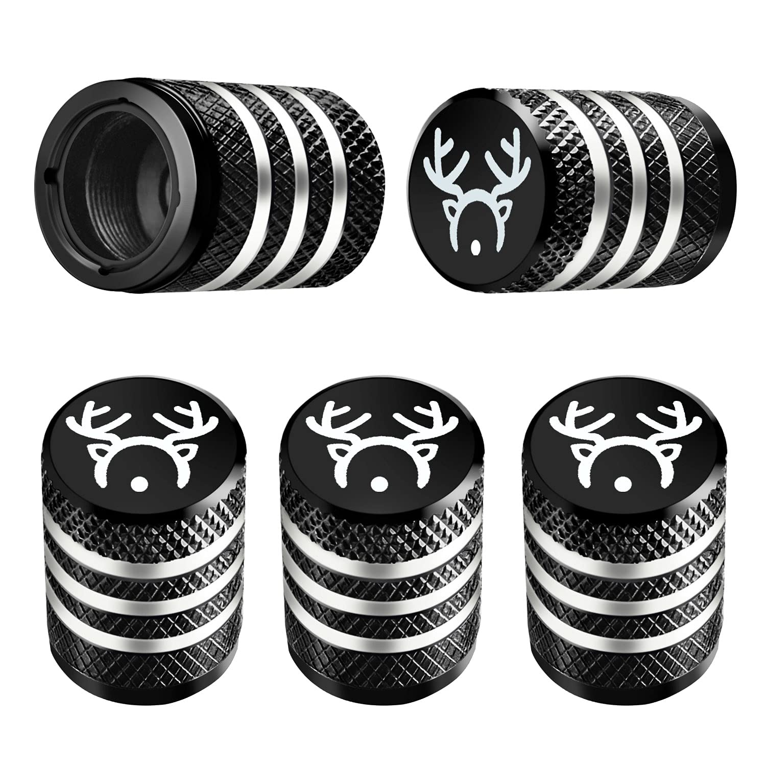 5-Pack Black Tire Valve Caps - Corrosion Resistant Car Accessories for Cars, Trucks & Bikes