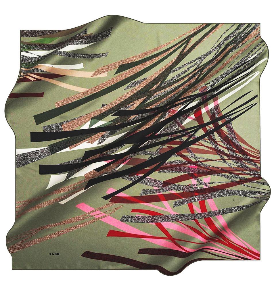 Aker Silk Cotton Patterned Square Scarf #7766 451 - Stylish Fashion Accessory for Women, Perfect for Office, Party & Travel Outfits