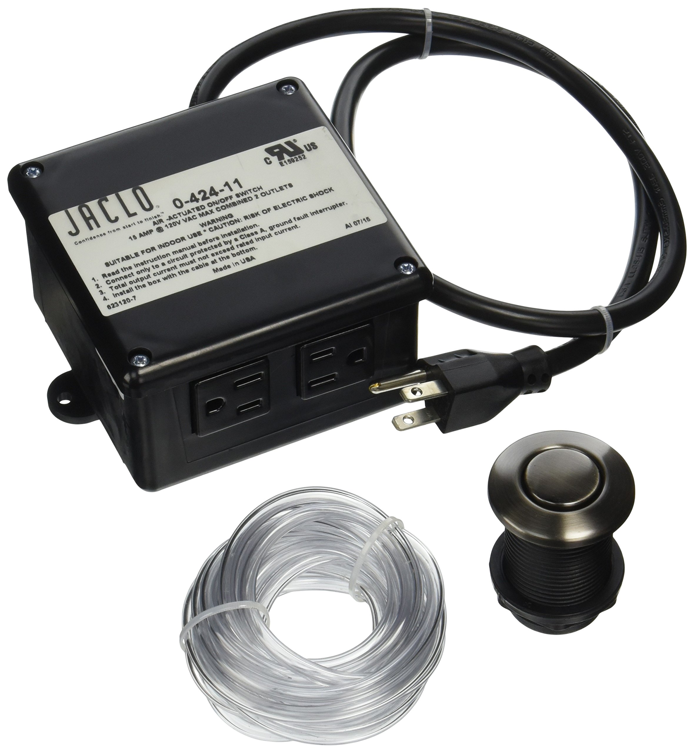 Jaclo 2834-PEW Premium Waste Disposal Air Switch - Durable Pewter Finish for Kitchen Sink Garbage Disposal - Easy Installation & Hands-Free Operation - Perfect for Modern Kitchens & Home Renovations