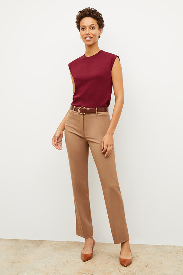Smith Straight Trouser Washable Wool Twill Pants for Men - Comfortable Office & Business Casual Wear in Camel Color