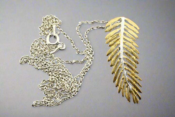 Elegant Gold & Silver Fern Leaf Pendant Necklace for Women - Nature-Inspired Jewelry for Everyday Wear & Special Occasions