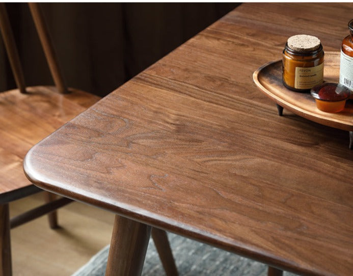 Premium Black Walnut Solid Wood Dining Table - Modern Luxury Light Finish - Perfect for Formal Dining Rooms, Kitchen Nooks & Entertaining Guests