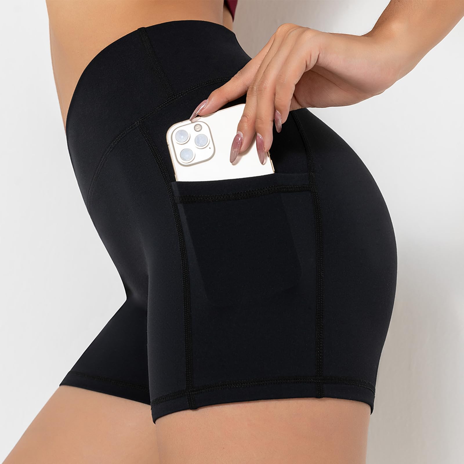Darkterror Women's Workout Shorts - High Waist Spandex Gym Yoga Running Shorts with Pockets - Perfect for Cross Training, HIIT & Lounge Wear