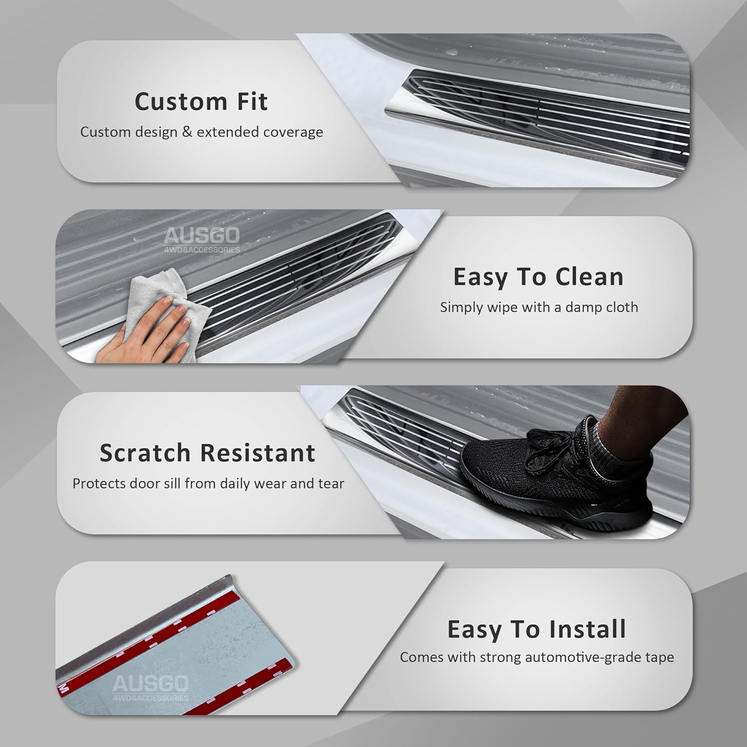 Stainless Steel Door Sill Protector for Ford Ranger Dual Cab 2011-2022 - Heavy Duty Scratch Guard for Truck Entry Steps (Perfect for Off-Roading & Daily Commute)