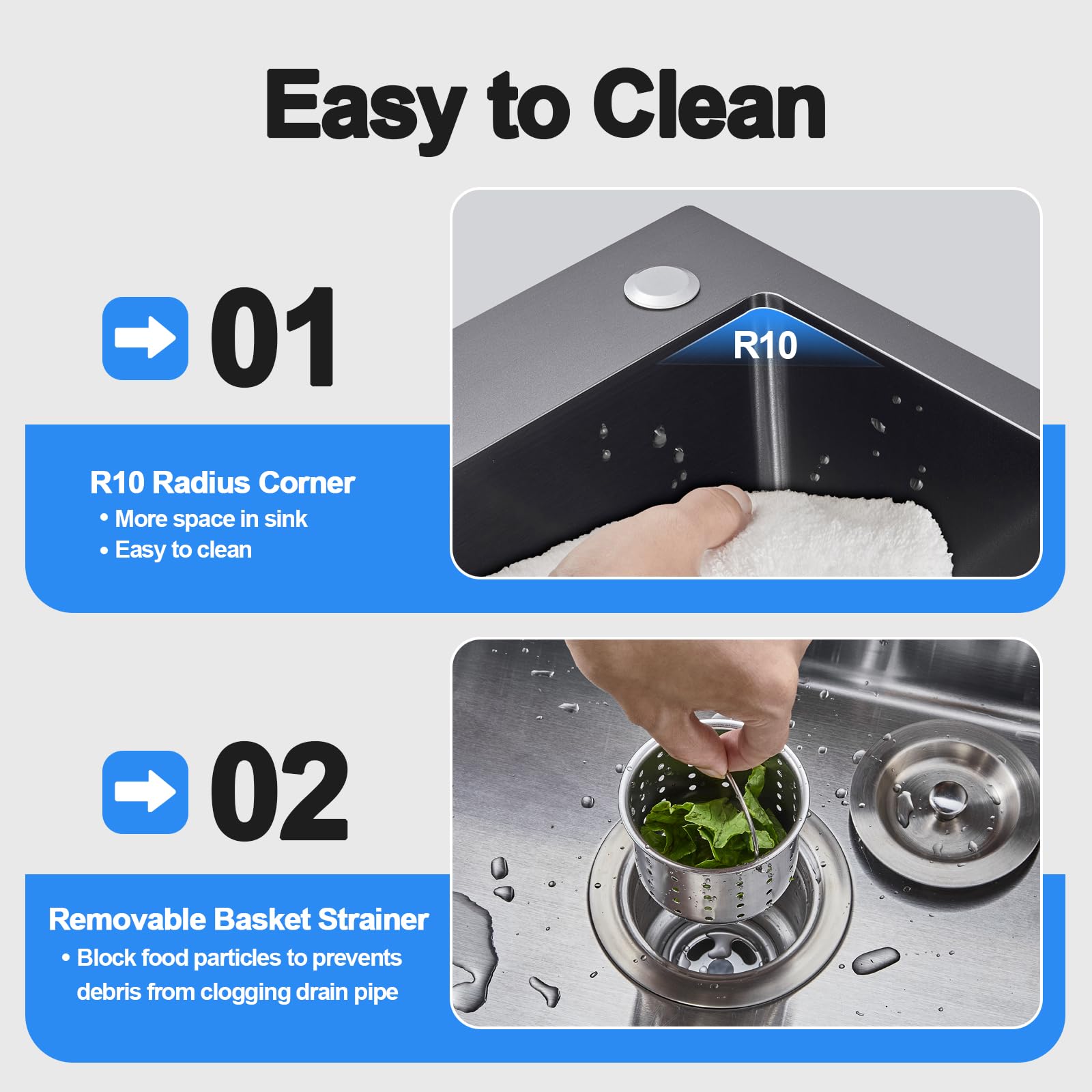 22 x 18 Inch Drop-in Kitchen Sink - 9