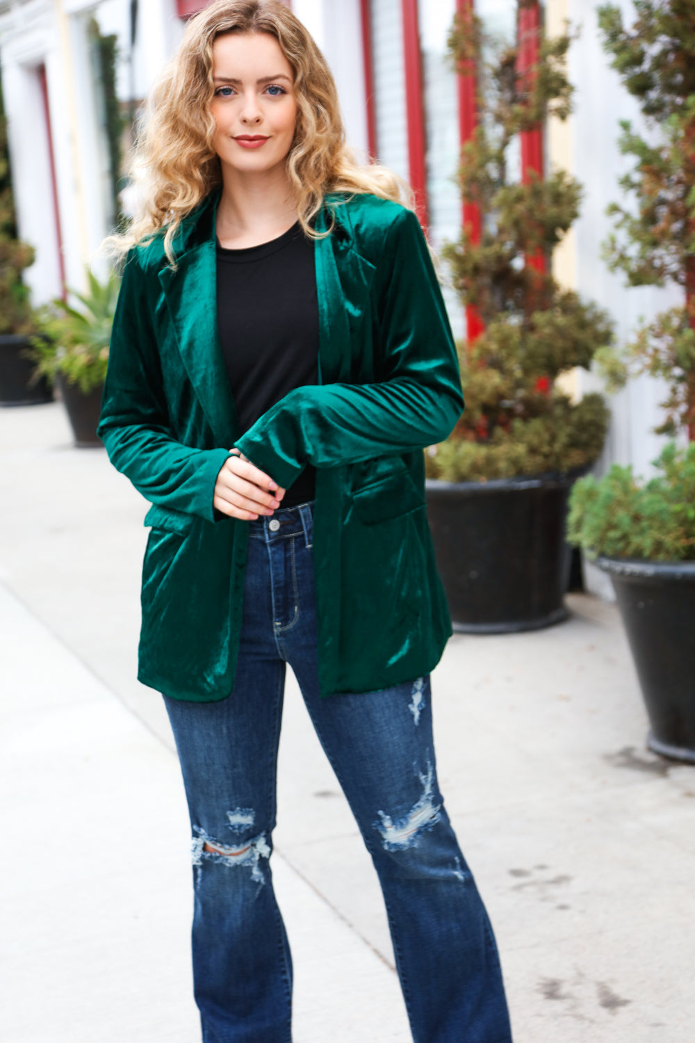 Elegant Hunter Green Velvet Blazer for Women - Formal & Evening Wear - Perfect for Weddings, Parties & Office Events