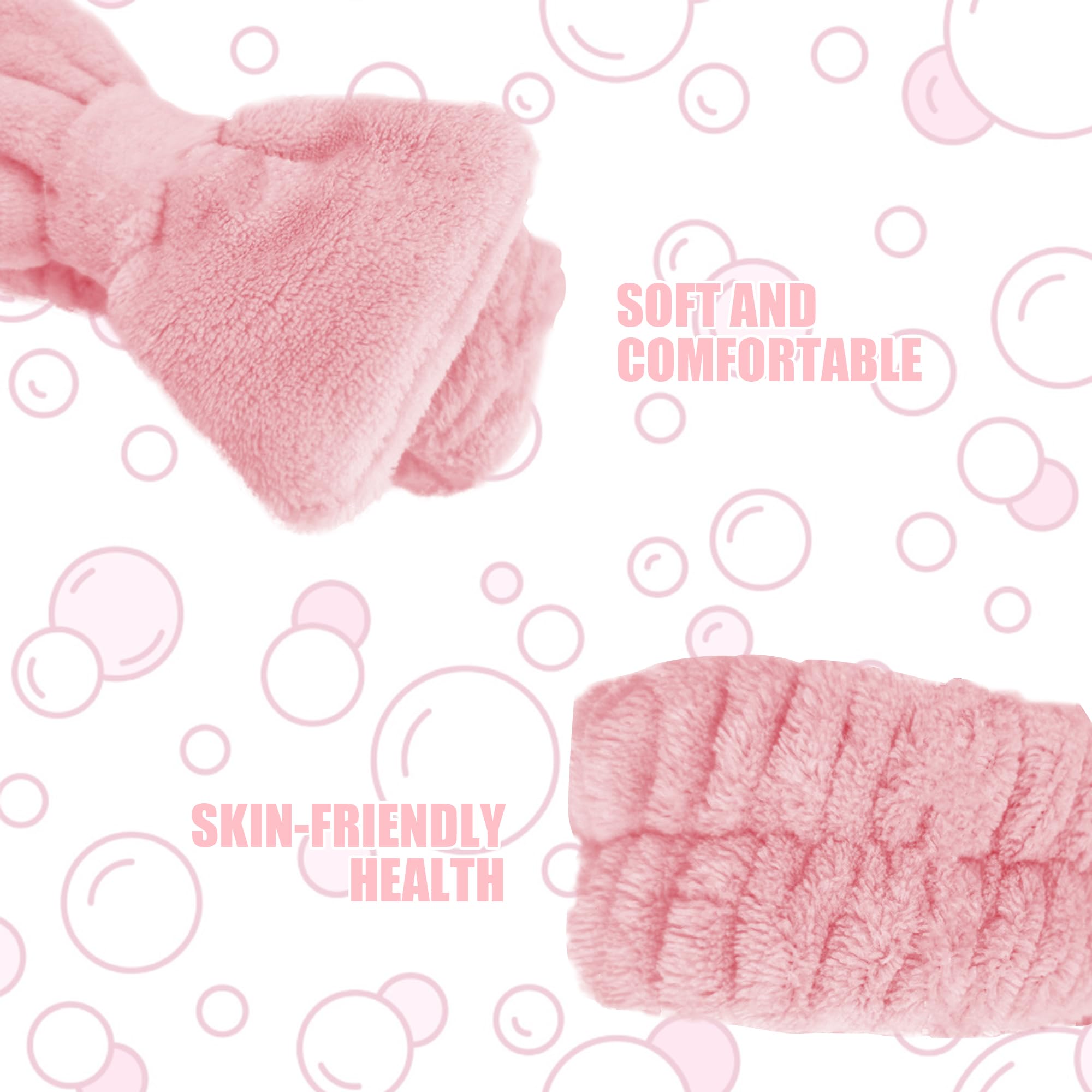 AEGYPIUS 3-Piece Face Wash Headband and Wristband Set - Soft Spa Headbands for Washing Face, Skincare & Makeup Removal - Perfect for Bath, Shower, and Facial Routine (Pink, Blue, White)