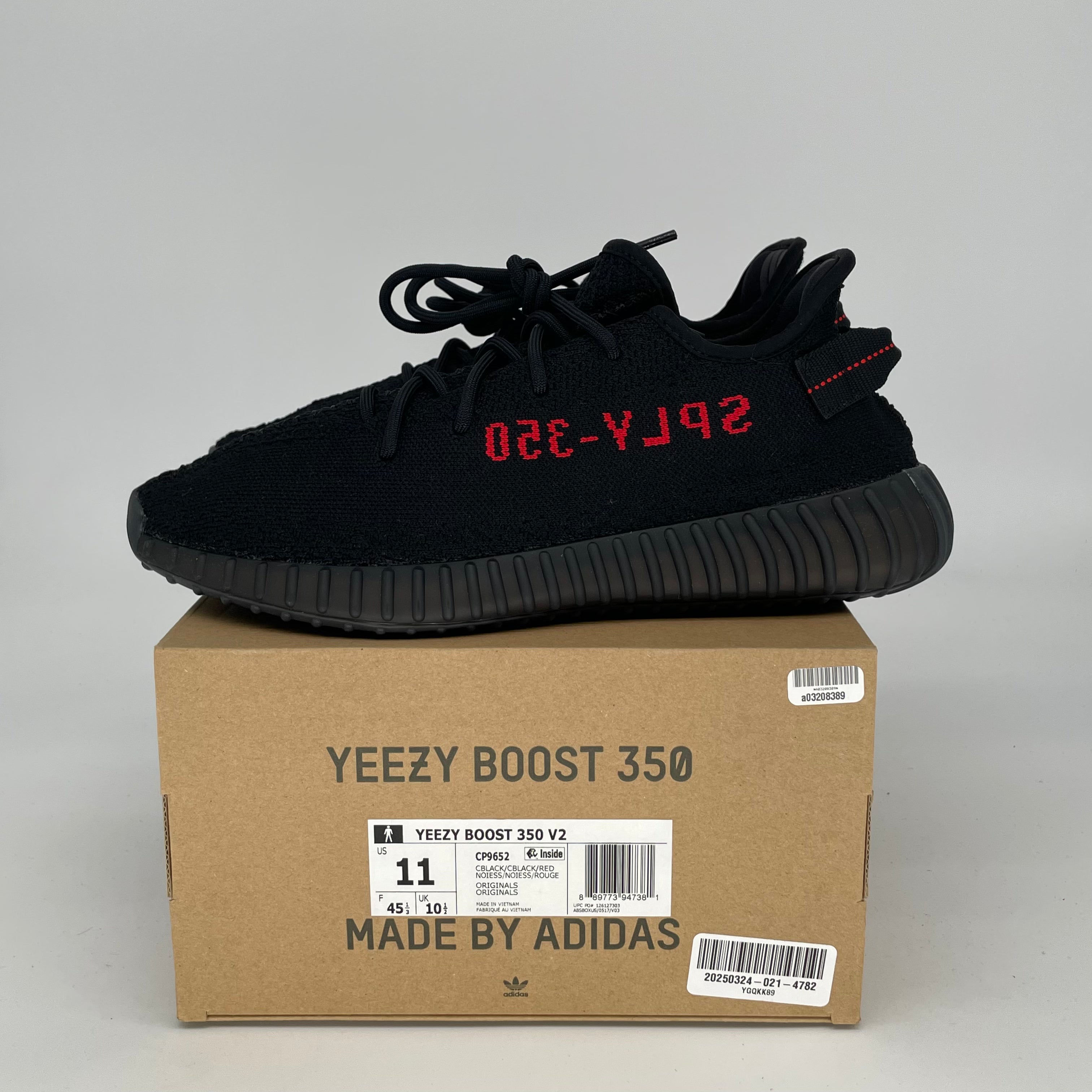 Adidas Yeezy Boost 350 V2 Black Red Sneakers - Men's Size 11 | CP9652 - Running, Casual & Streetwear Fashion