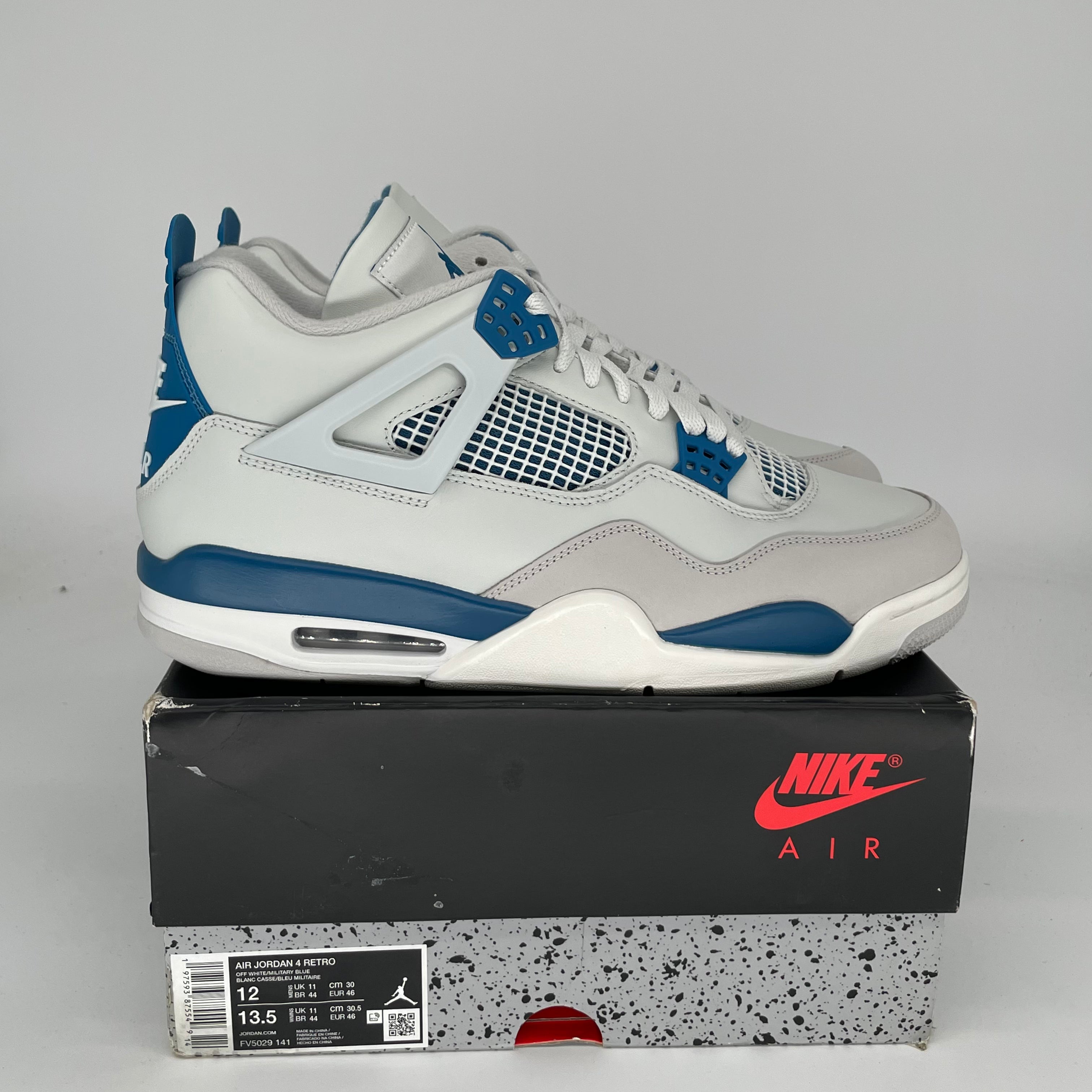Original Air Jordan 4 Retro 'Military Blue' Men's Basketball Shoes - Size 12 (FV5029-141) - Authentic Sneakers for Sports, Streetwear & Sneaker Collectors