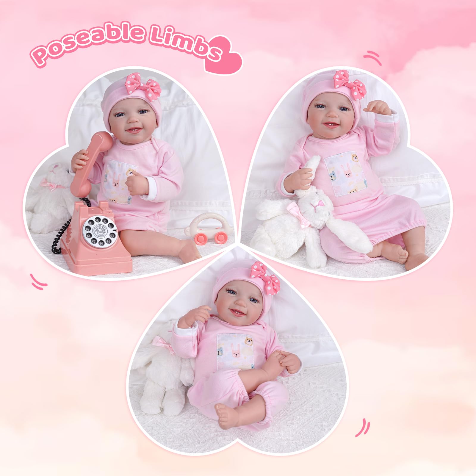 Lifelike Reborn Baby Doll with Realistic Heartbeat & Cooing Sounds - 20-Inch Soft Interactive Newborn Baby Doll for Girls Age 3+ | Perfect for Role Play, Gift Giving & Emotional Comfort