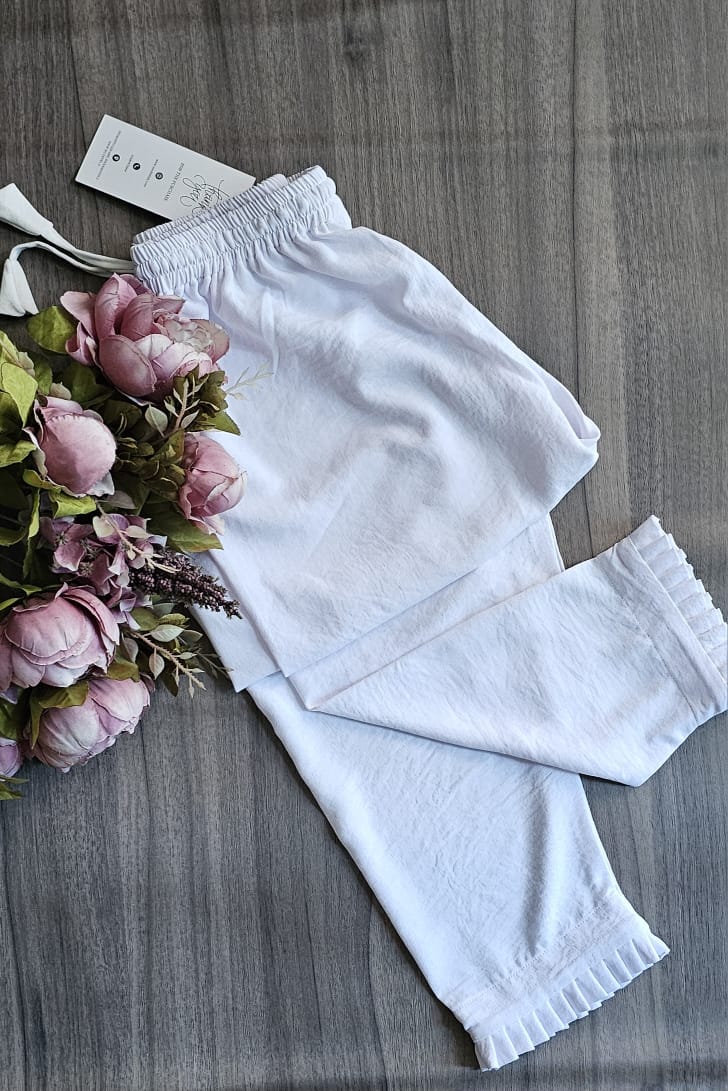 Baby Girl's White Trousers - Soft Cotton Pants for Toddler Girls 1-3 Years | Perfect for Playtime, Daycare & Family Outings