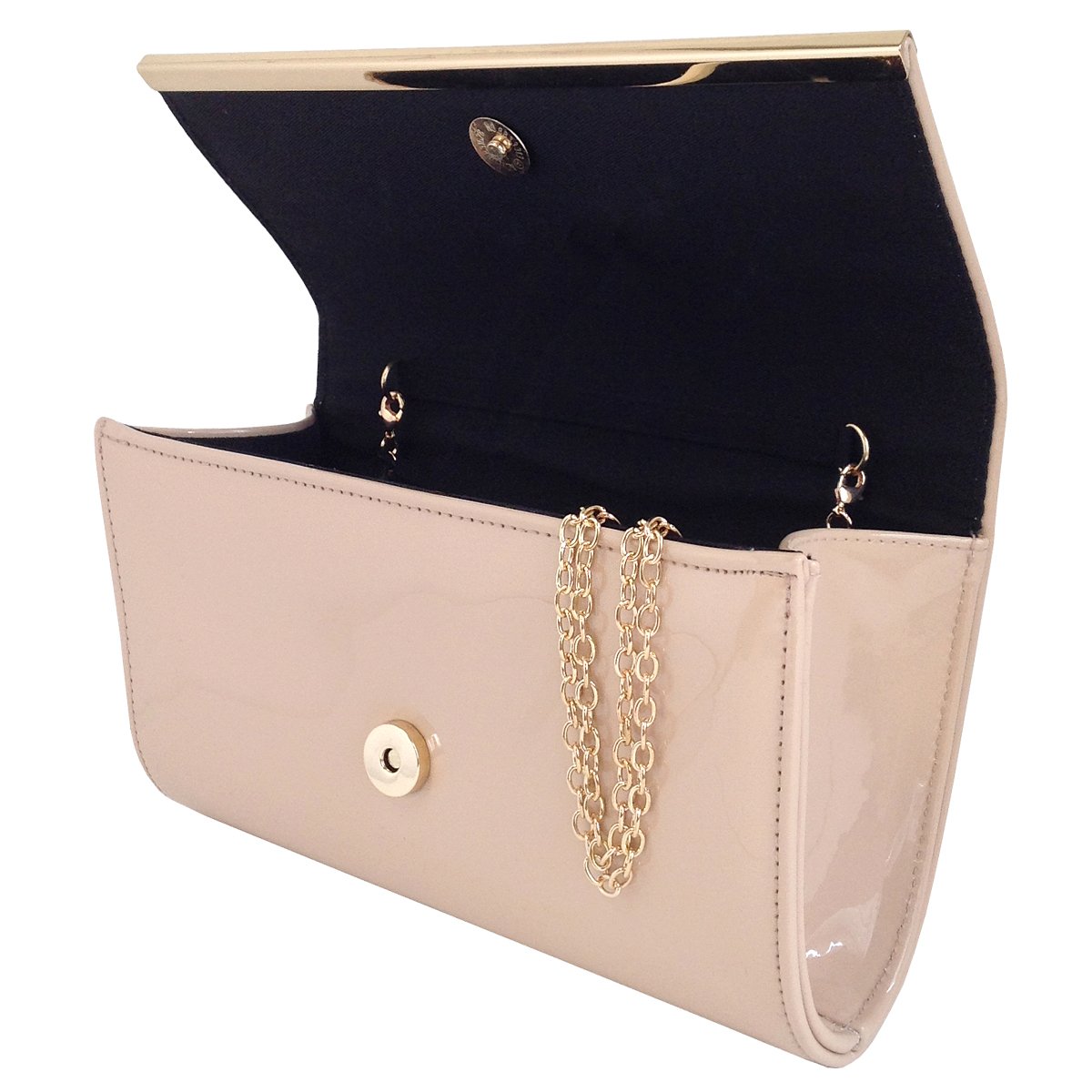 JNB Faux Patent Leather Glossy Candy Clutch Bag for Women - Elegant Evening Party Clutch with Wristlet Strap - Perfect for Weddings, Prom, Date Night & Special Occasions