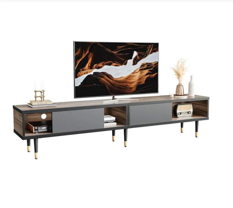 Bestier Mid Century Modern TV Stand for 85 inch TVs - 2-in-1 Long Entertainment Center TV Cabinet with Storage for Living Room, Home Theater & Family Room