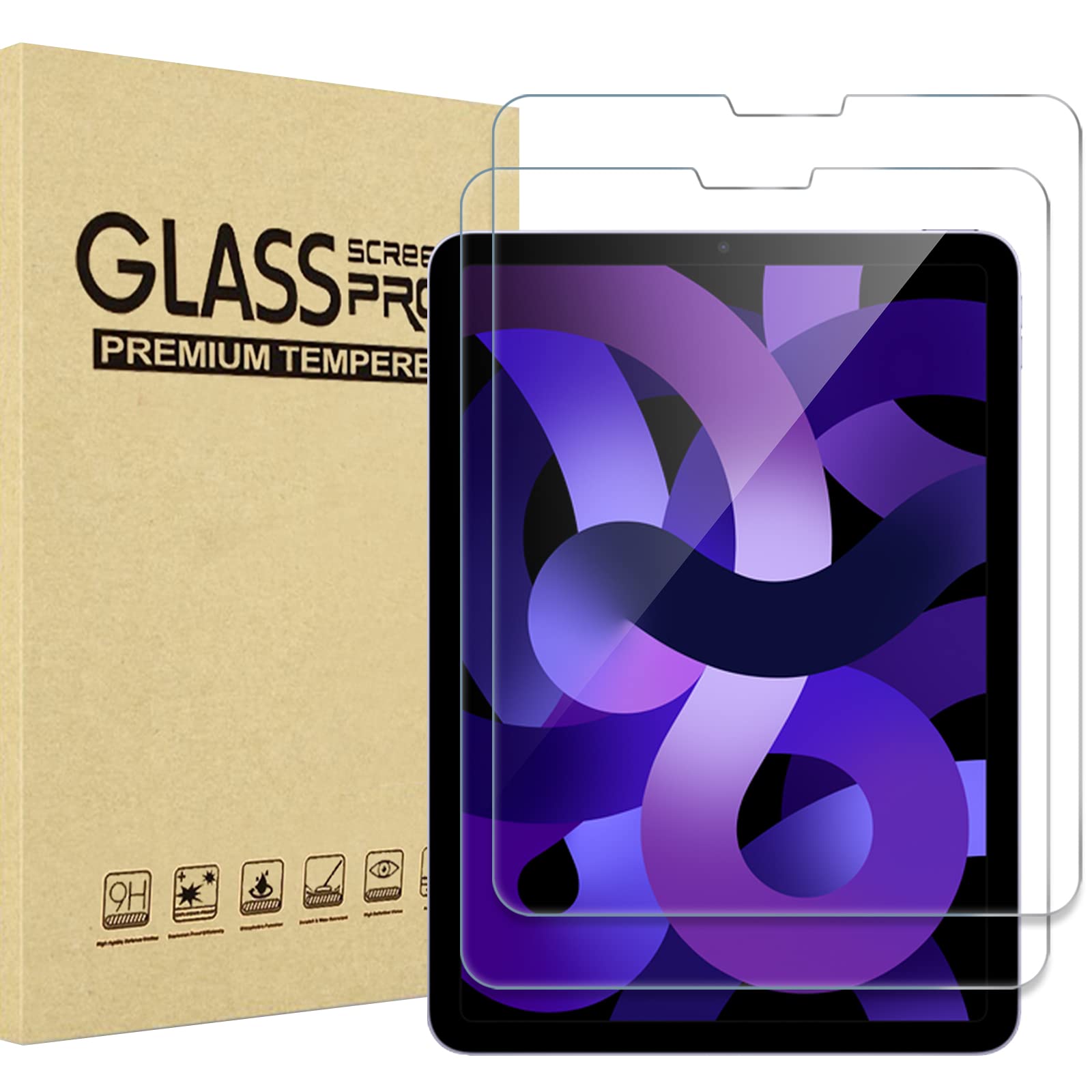 ProCase 2 Pack iPad Air 5 (2022) / iPad Air 4 (2020) / iPad Pro 11 Inch Screen Protector & Rugged Protective Case Bundle - Perfect for Work, Travel, and Everyday Use