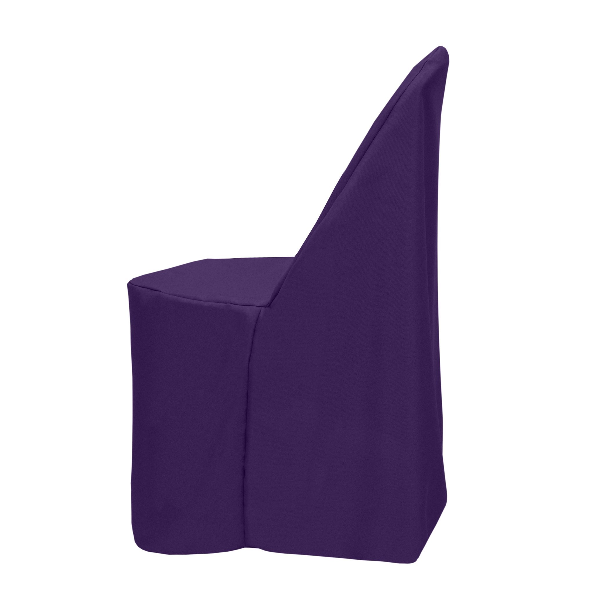 5-Pack Purple Polyester Folding Chair Covers - Universal Fit for Metal & Plastic Chairs - Waterproof & Wrinkle-Resistant - Perfect for Weddings, Parties, Banquets & Outdoor Events