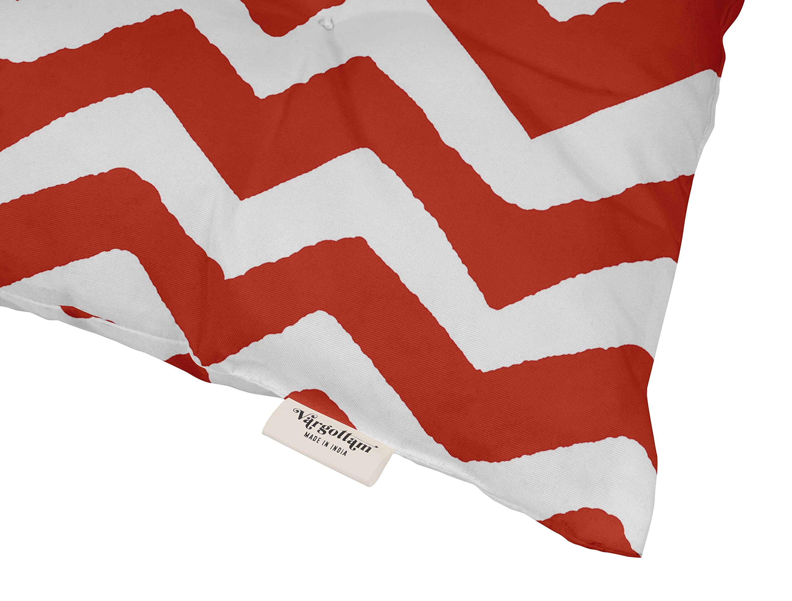 Water Resistant Indoor/Outdoor Tufted Square Patio Cushion Set of 2 - 19-inch Chevron Print Seat Cushions in Red | Perfect for Patio Furniture, Garden Chairs & Poolside Lounging