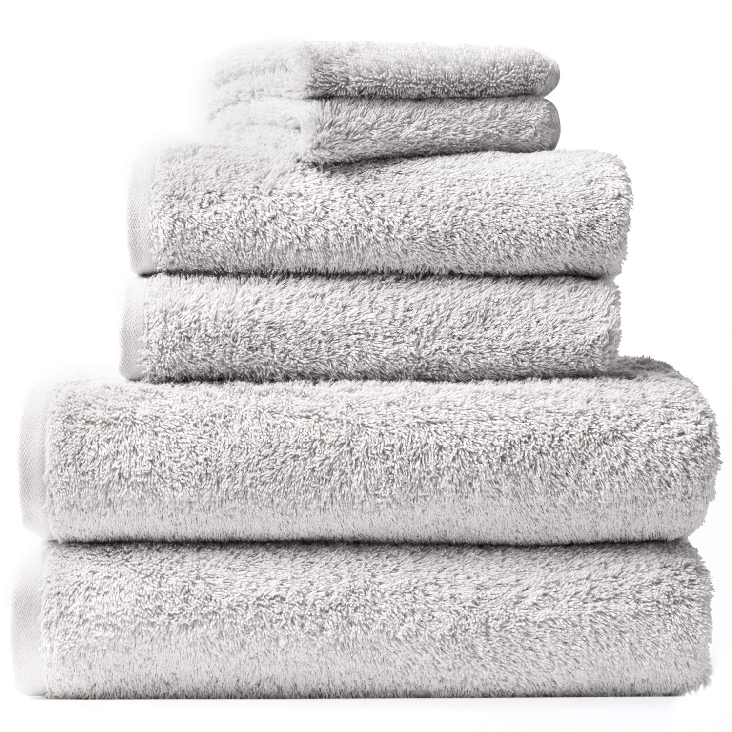 Organic Cotton Bath Towel Set - Coyuchi Cloud Loom 6-Piece Bath Sheet Collection (Fog) | Ultra Soft & Absorbent Eco-Friendly Towels for Spa, Bathroom & Beach