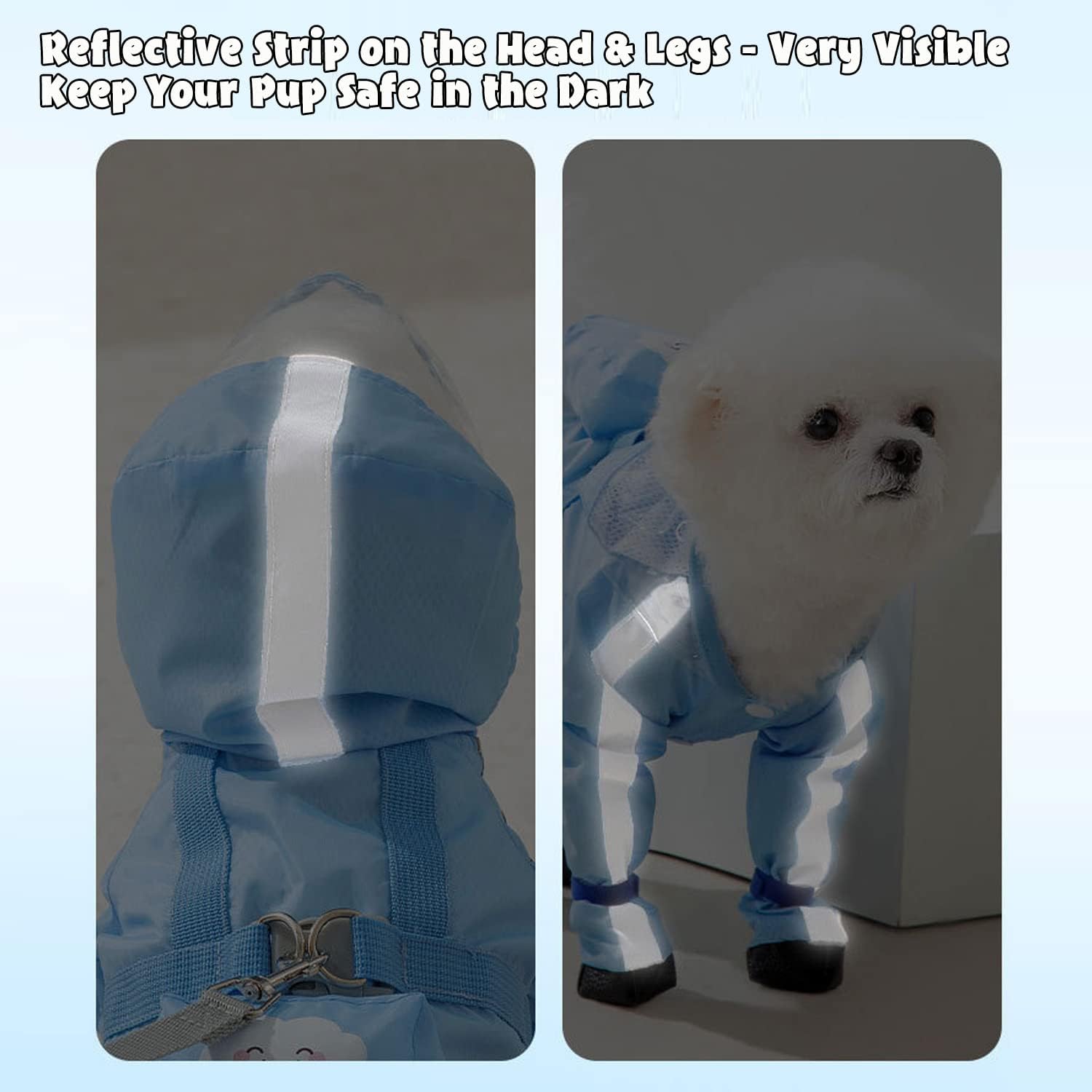 Waterproof Reflective Dog Raincoat & Rain Boots Set for Small to Medium Dogs - Full-Coverage Pet Jacket with Backpack (Blue, Size S) - Perfect for Rainy Day Walks & Outdoor Adventures