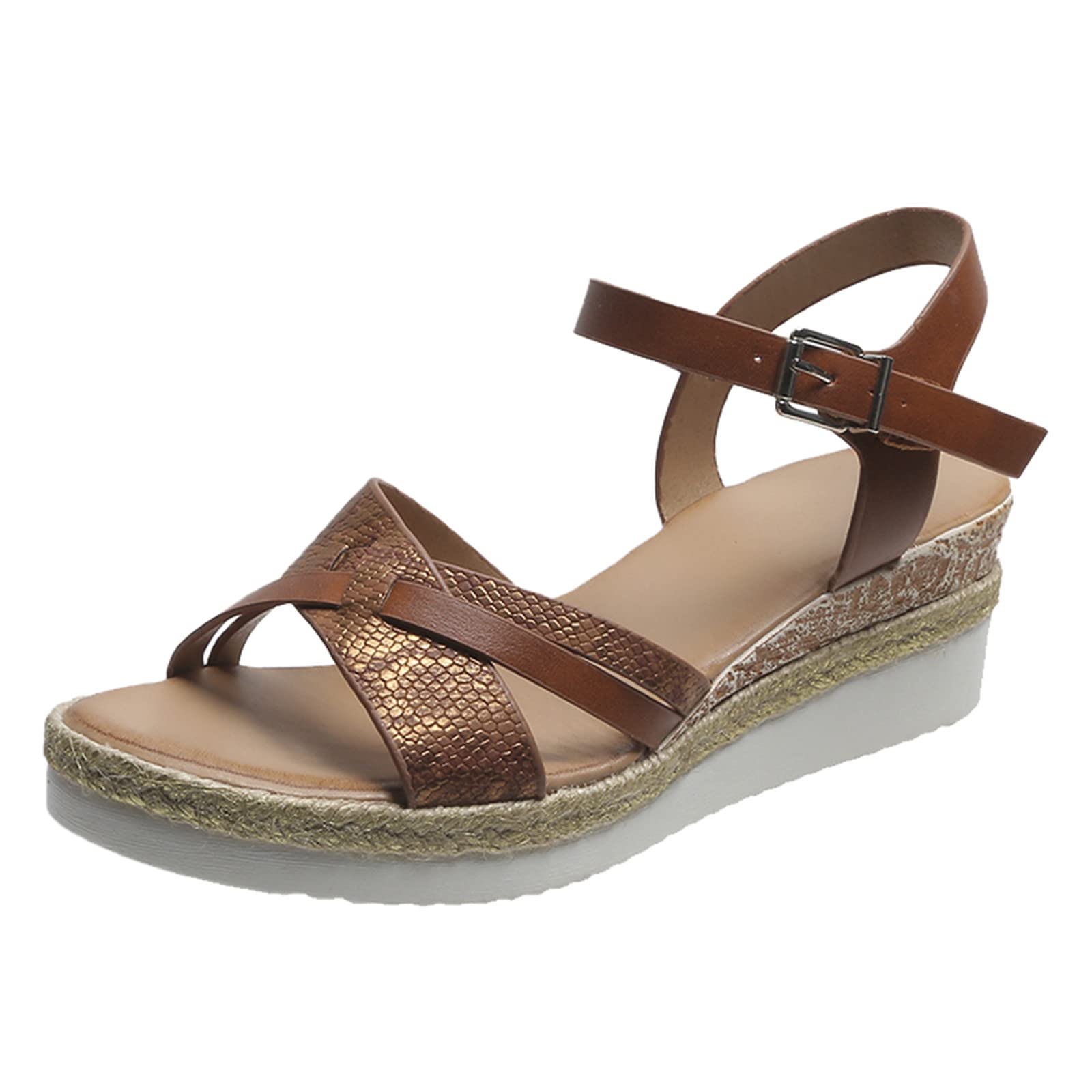 Women's Designer Wedge Heel Sandals - Fashion Platform Cross Strap Slides for Ladies | Casual Summer Shoes for Beach, Vacation & Everyday Wear
