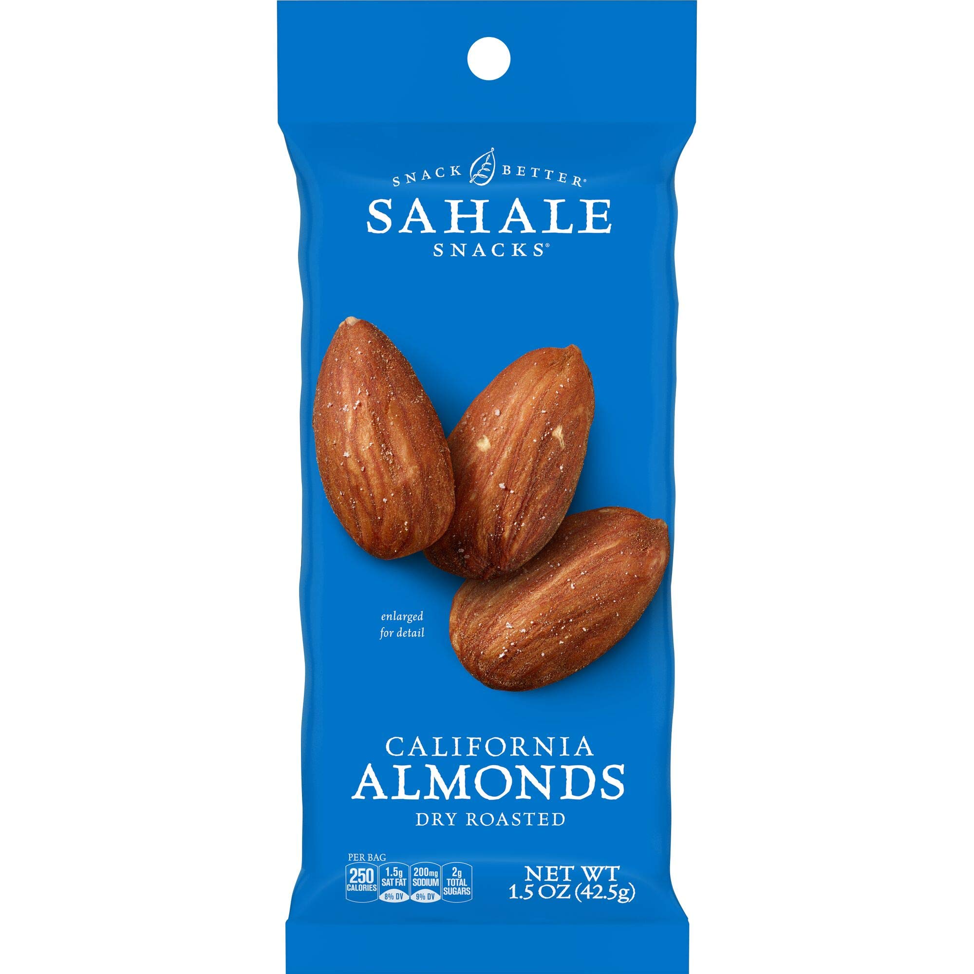 Sahale Snacks California Dry Roasted Almonds - 1.5oz (Pack of 9) | Healthy Protein Snack for Hiking, Office & Travel | Gluten-Free Nuts for Energy Boost