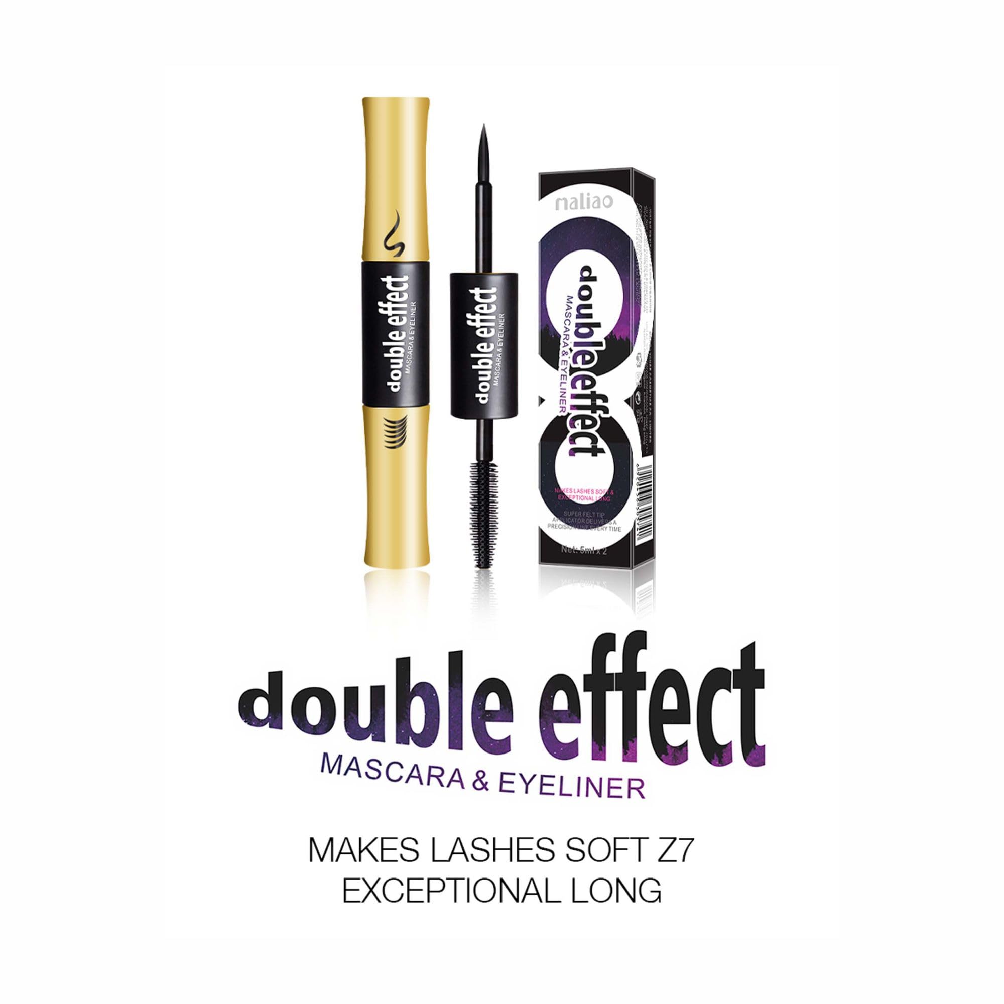 Maliao Double Effect Waterproof Mascara & Eyeliner - Long-Lasting, Smudge-Proof Volumizing & Lengthening Mascara with Precise Eyeliner Application for Bold, Defined Lashes (10ml) | Perfect for Day to Night Makeup, Parties & Special Occasions