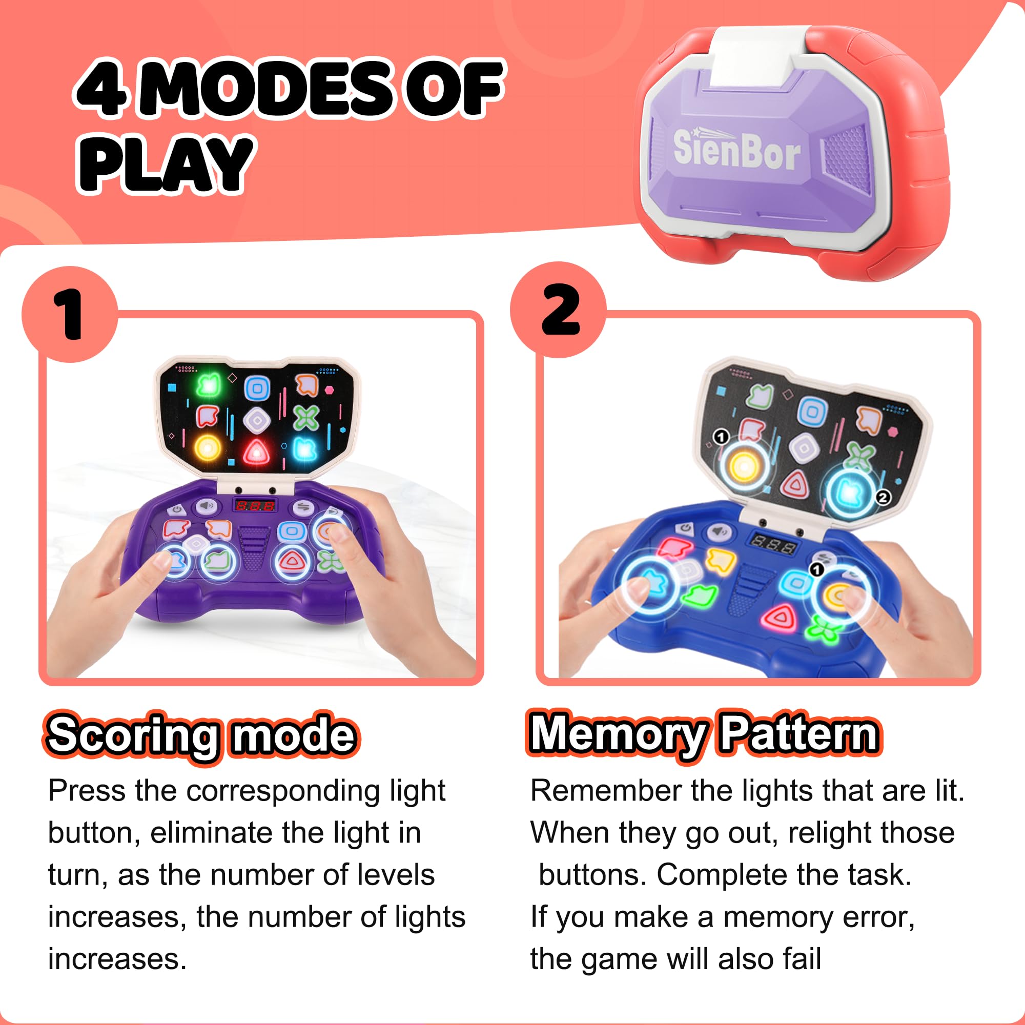 Handheld Fidget Game for Kids 6-12 - ADHD Sensory Toy with 999 Levels & 4 Modes - Perfect Birthday Gift for Boys & Girls - Great for Stress Relief & Focus