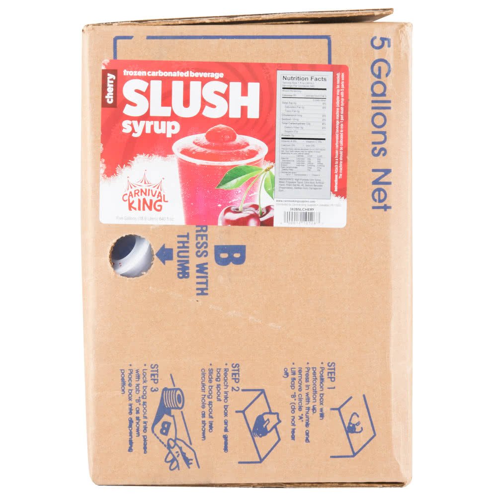 TableTop King 5 Gallon Bag-in-Box Cherry Slushie Syrup Concentrate - Perfect for Snow Cone Machines, Slushie Makers & Commercial Drink Dispensers