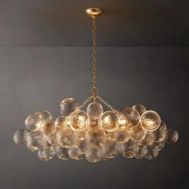 Tammy Linear Glass Ball Chandelier - 51 Inch Modern Crystal Pendant Light Fixture for Dining Room, Living Room & Bedroom Lighting