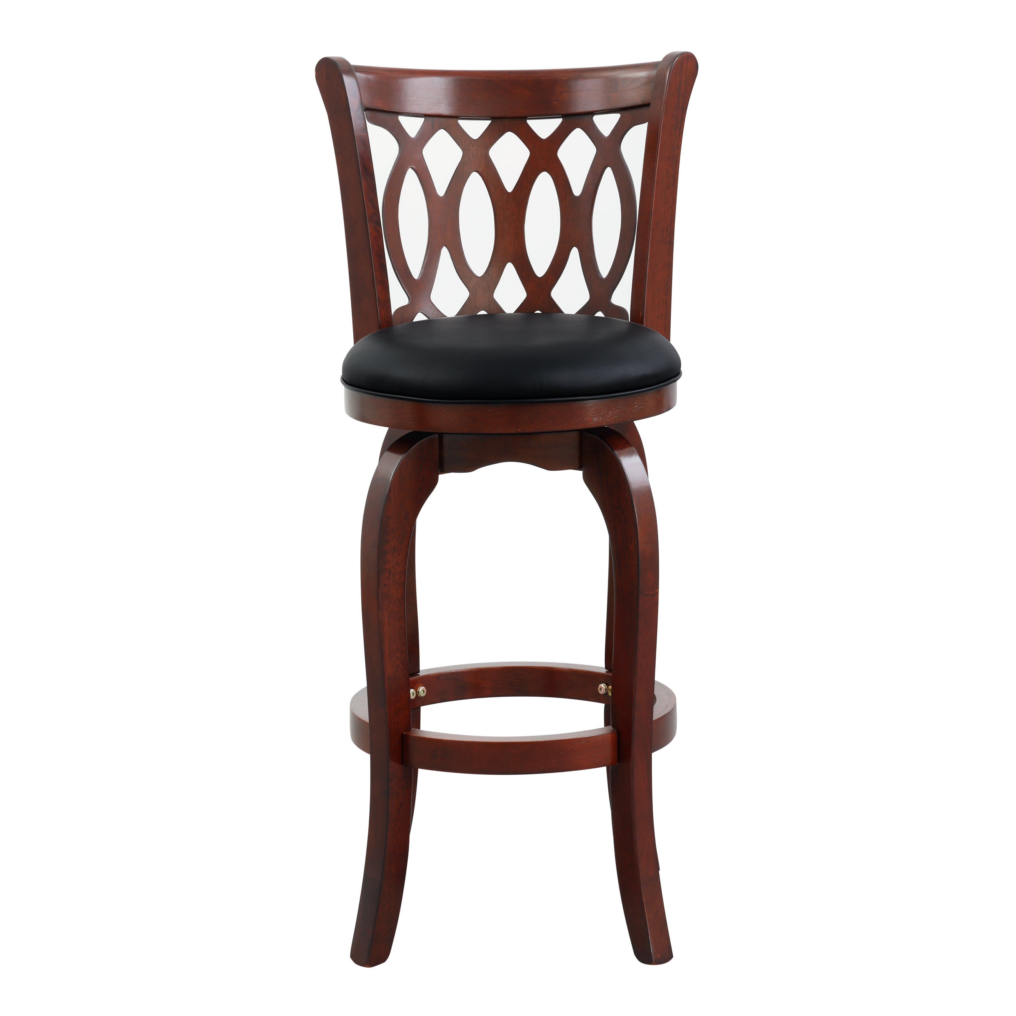Premium Cora Bar Height Stool - Adjustable Black & Brown Cherry Wooden Bar Stools for Kitchen Island, Breakfast Nook & Home Bar Decor