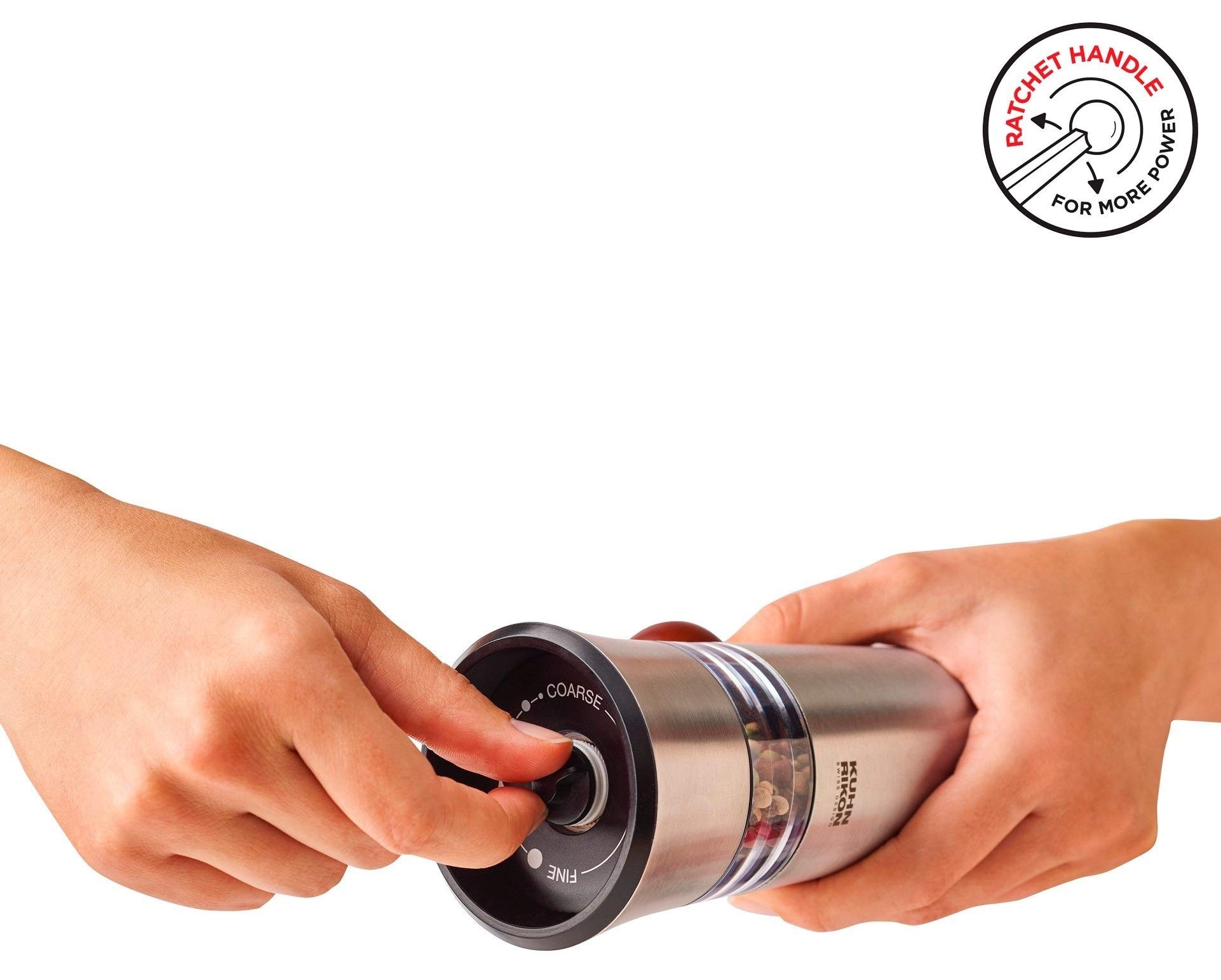 Kuhn Rikon Epicurean Adjustable Ratchet Grinder - Premium Ceramic Mechanism for Salt, Pepper & Spices - 8.5