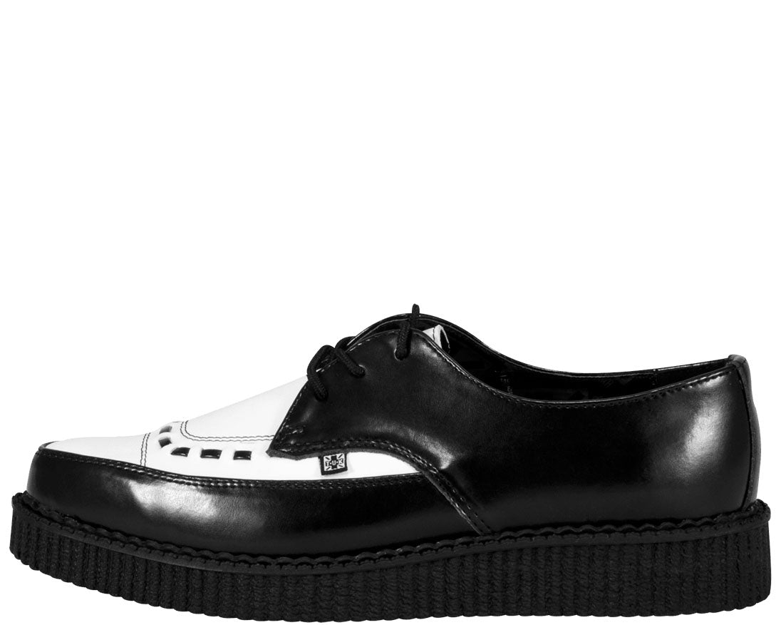 T.U.K Black & White Pointed Creeper Shoes - Punk Rock Style for Men & Women | Perfect for Concerts, Nightclubs & Alternative Fashion