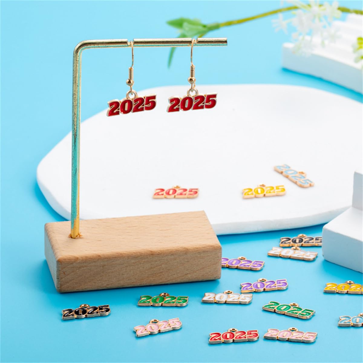 35pcs 2025 Metal Alloy Number Charms for Jewelry Making - Pendants for Earrings, Necklaces & Bracelets - DIY Craft Supplies for New Year 2025 Jewelry Projects