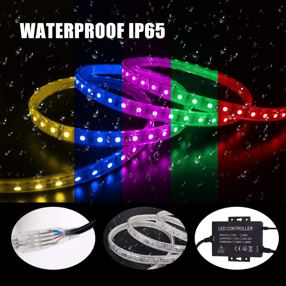 XUNATA 20ft/6m LED Strip Lights RGB WiFi Smart Dimmable Waterproof 5050 60 LED/m Light Strip with 1500W Controller, Works with Alexa & Google Home, iOS & Android Music Sync - Perfect for Bedroom, Kitchen, Party & Home Decor