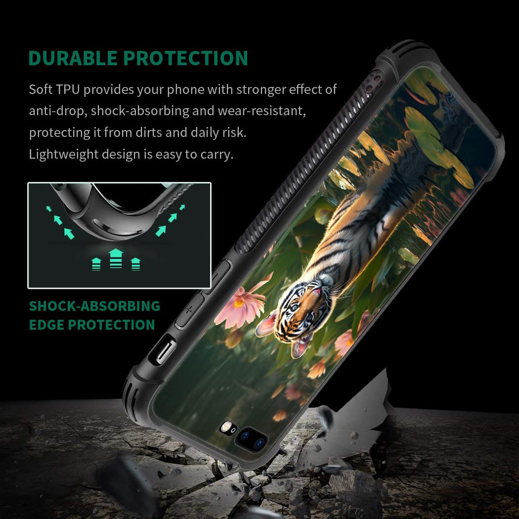 **Forest Tiger Lotus iPhone 8/SE 2020 Case - Shockproof Anti-Scratch Hard PC Back Cover for Girls - Perfect for Daily Use, Travel & Outdoor Activities**