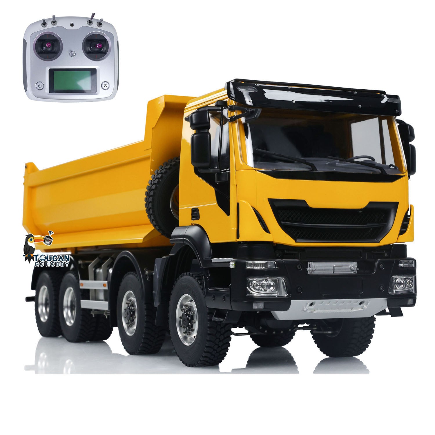 1/14 Scale 8x8 Hydraulic RC Dump Truck - Metal Remote Control Tipper Car with Realistic Sound & Light Effects (67x18.5x25cm) - Ready-to-Run Assembled & Painted Model - Perfect for Construction Site Play, Collectors Display & RC Hobby Enthusiasts