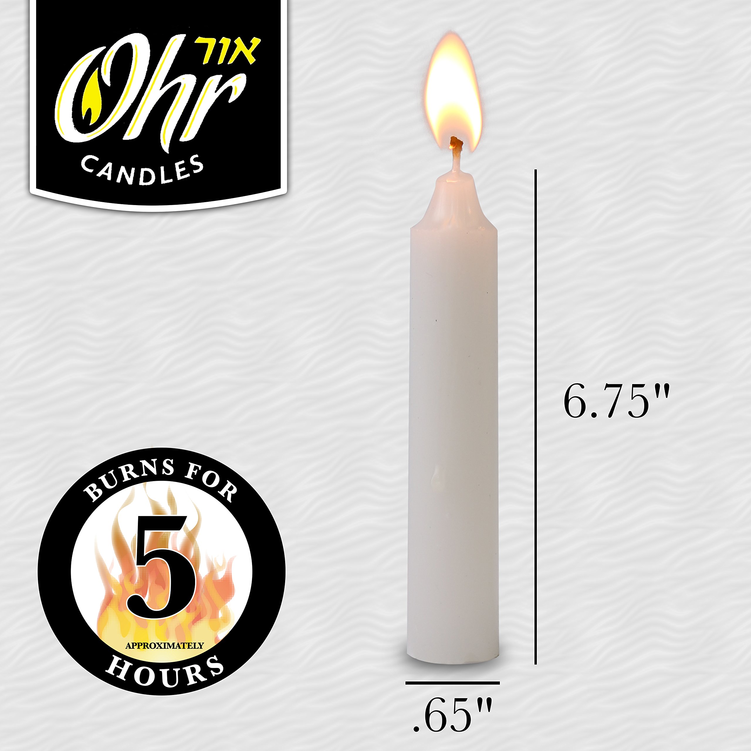 Shabbos Candles Extra Long - 5-Hour Burn, 36-Pack White Tapers for Shabbat & Dinner