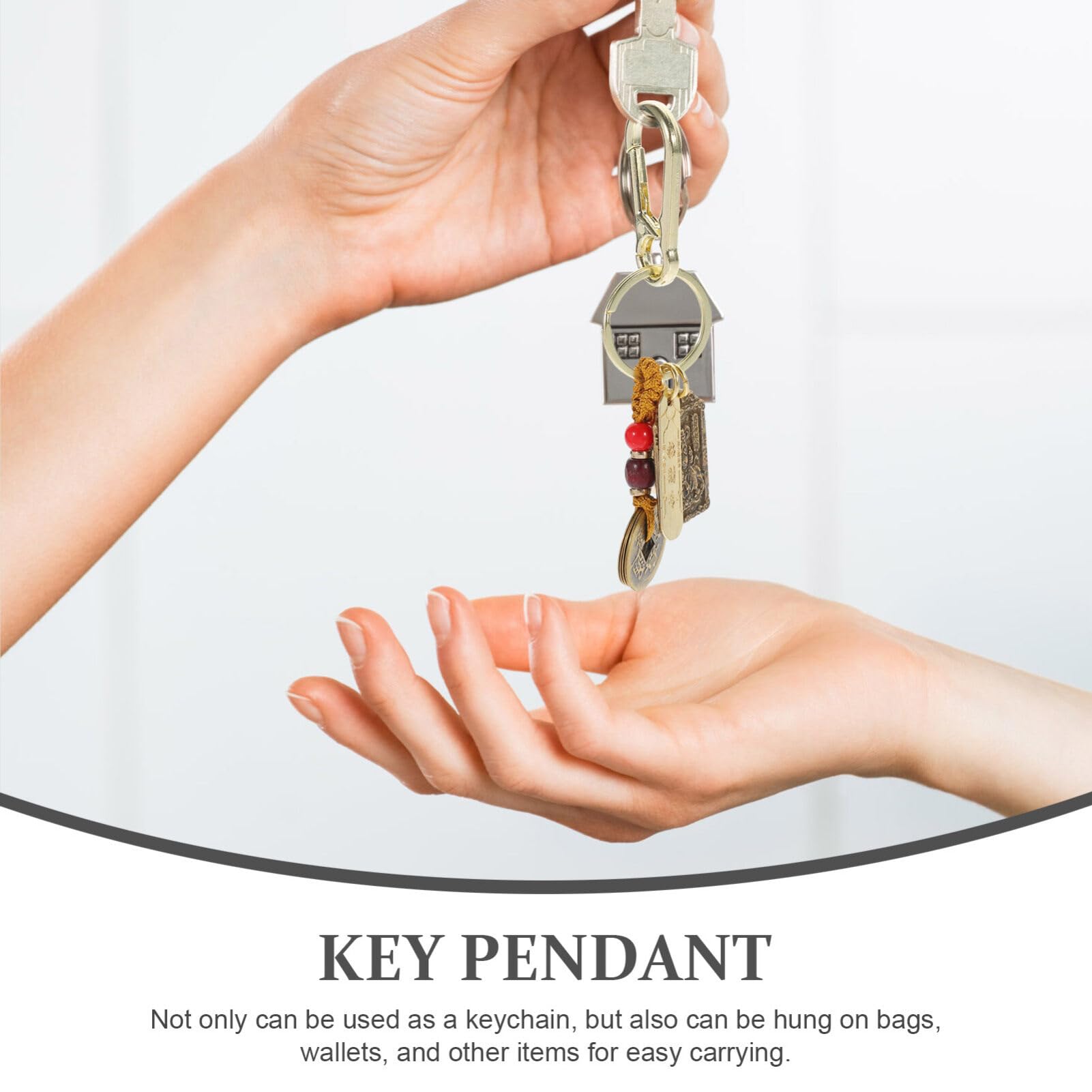 Chinese Feng Shui Keychain - Brass Wu Lou Amulet for Good Luck & Wealth with Feng Shui Coins | Perfect for Backpacks, Purses & Home Decor