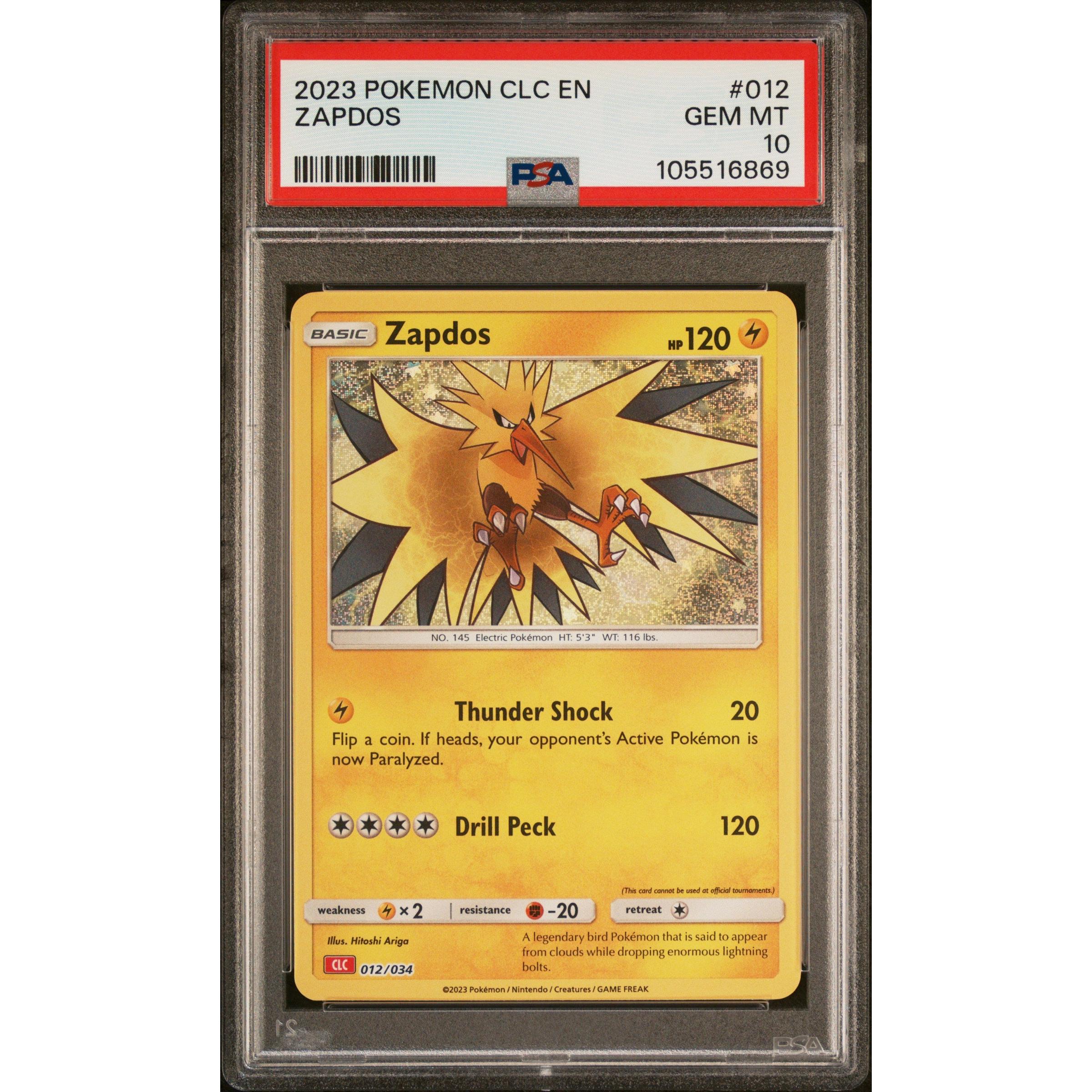 2023 Pokemon Classic Collection Zapdos 012/034 PSA 10 Graded Card - Rare Collectible for Trading Card Game (TCG) Enthusiasts & Pokemon Fans - Perfect for Display, Investment, and Battles
