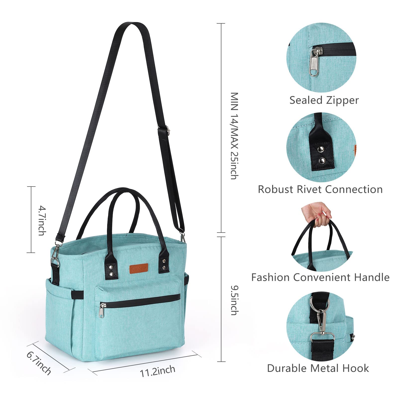 Insulated Lunch Bag for Women & Men - Adjustable Shoulder Strap, Large Portable Lunch Tote for Office, Work, Picnic & Beach | Reusable Cooler Lunch Box for Adults (Perfect for Meal Prep, Commuting & Outdoor Activities)