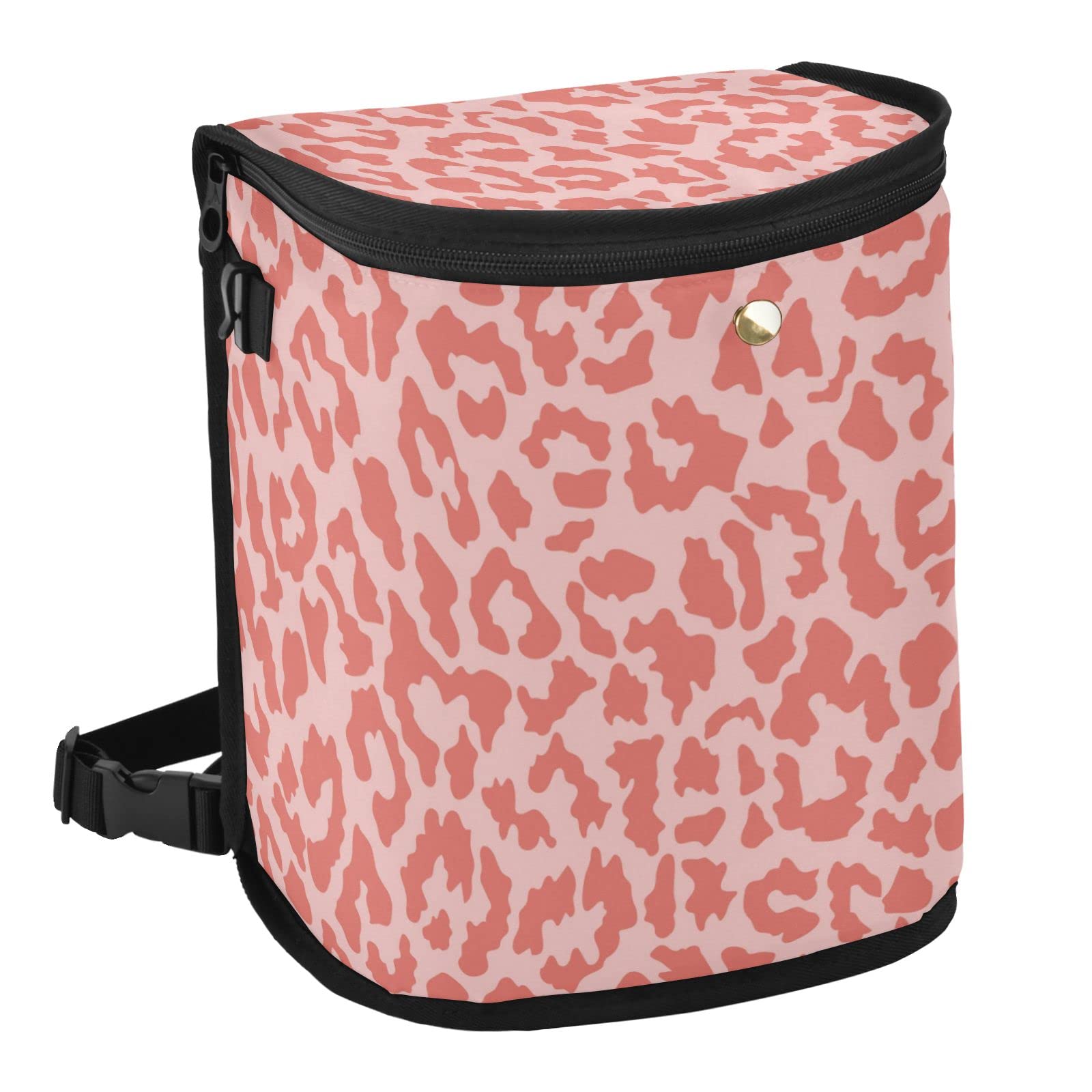 SUABO Pink Cheetah Print Car Trash Can with Lid - Leakproof Waterproof Auto Garbage Bin for Cars, SUVs, Trucks & Vans | Portable Vehicle Organizer for Road Trips, Commuting & Travel Accessories