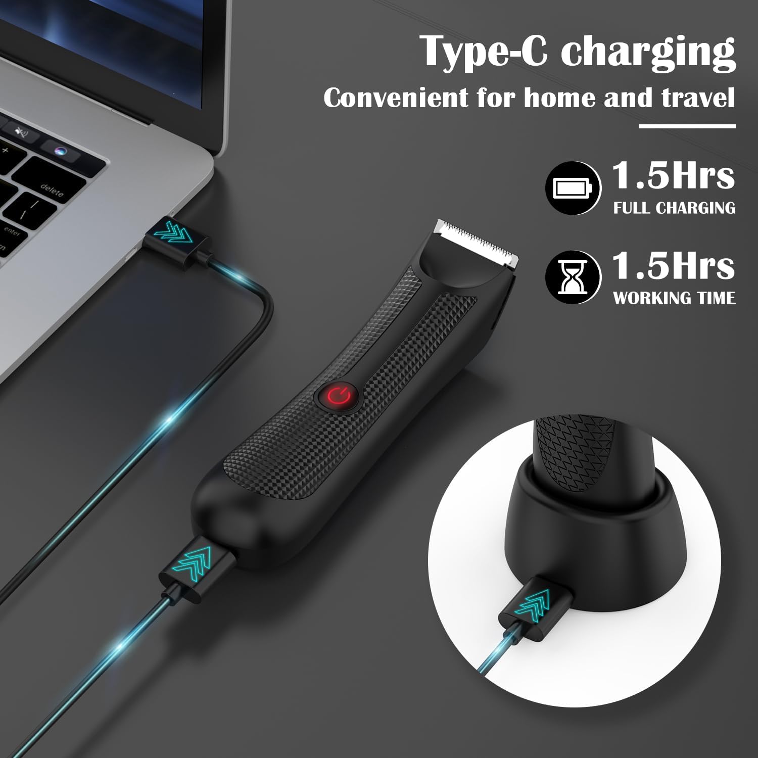 Premium Electric Body Hair Trimmer for Men - Waterproof Wet/Dry Ball Trimmer with Charging Dock - Smooth Grooming for Chest, Back, Underarms & Private Areas - Perfect for Travel, Gym & Home Use
