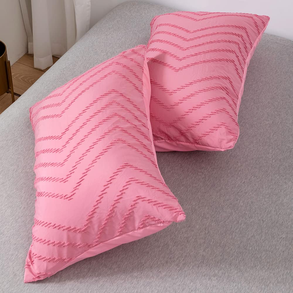 79''x90'' Tufted Comforter Set - 3 Piece Pink Microfiber Bedding | Lightweight & Fluffy All-Season Duvet Cover for Queen/King Beds | Soft Luxury Bedroom Decor for Master Suite, Guest Room & Dorm