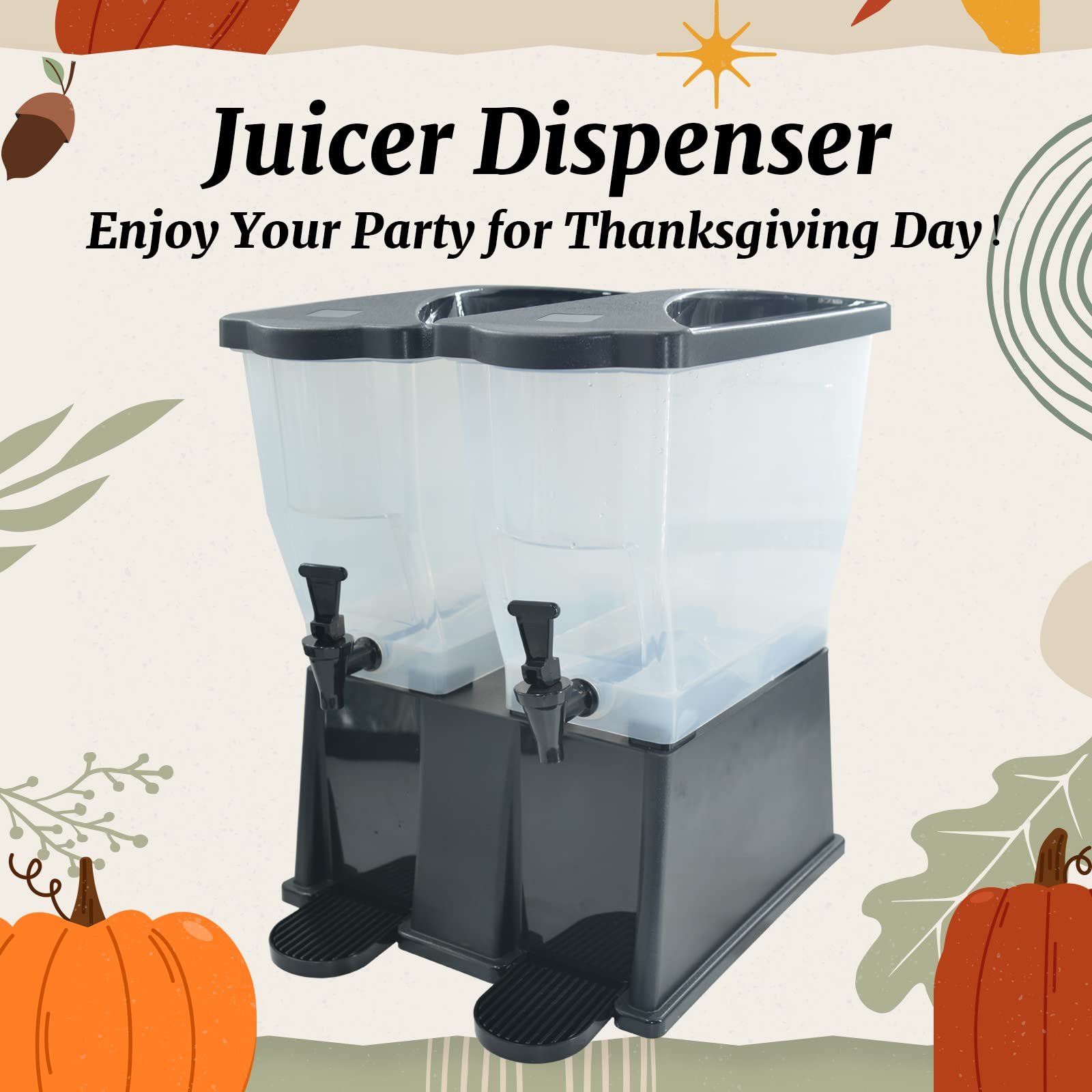 6 Gallon (22L) Commercial Beverage Dispenser with Spigot - Double Tank Drink Dispenser for Parties, Catering, Buffets & Restaurants - Perfect for Juice, Lemonade, Iced Tea & Punch Serving at Events